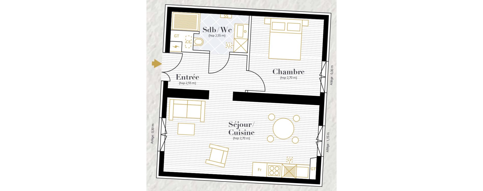 Appartement T2 de 44,27 m2 &agrave; Longueil-Annel Centre
