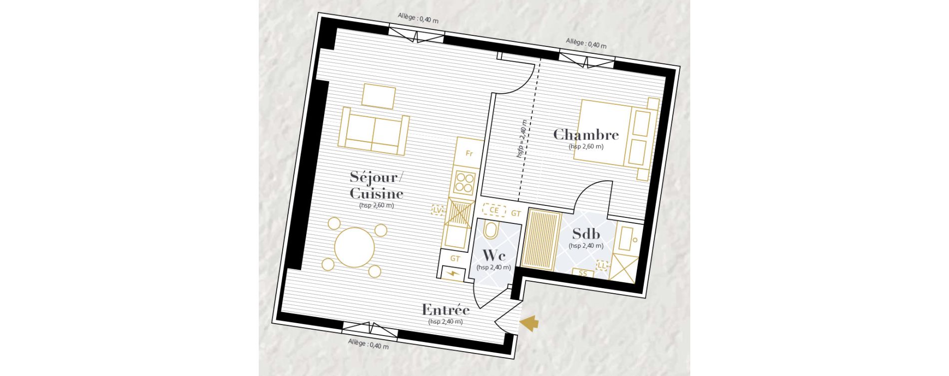 Appartement T2 de 44,73 m2 &agrave; Longueil-Annel Centre