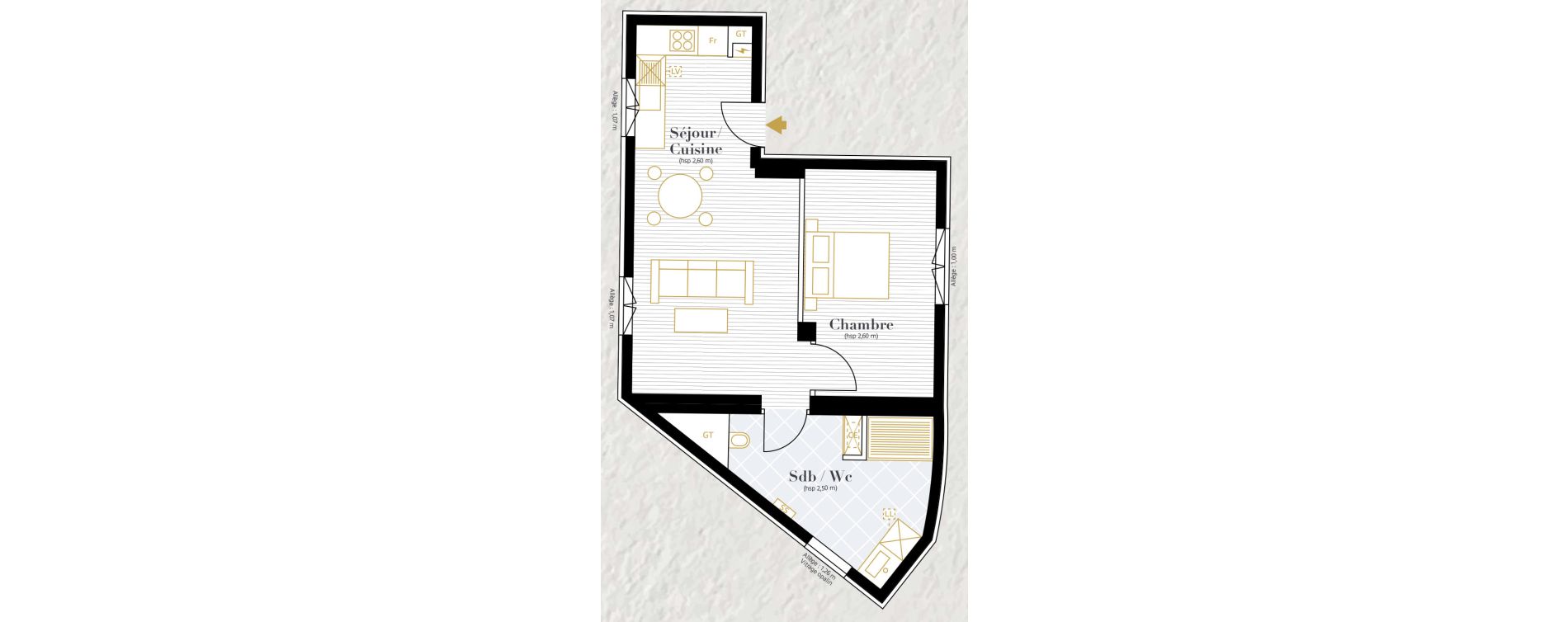 Appartement T2 de 45,61 m2 &agrave; Longueil-Annel Centre