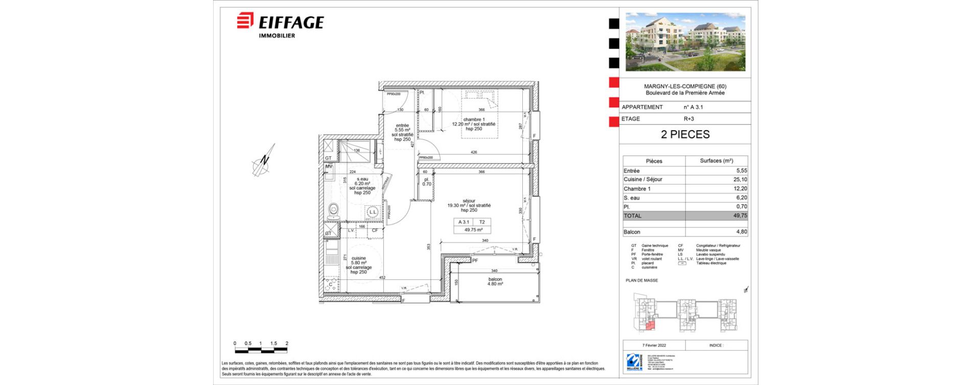Appartement T2 de 49,75 m2 &agrave; Margny-L&egrave;s-Compi&egrave;gne Centre