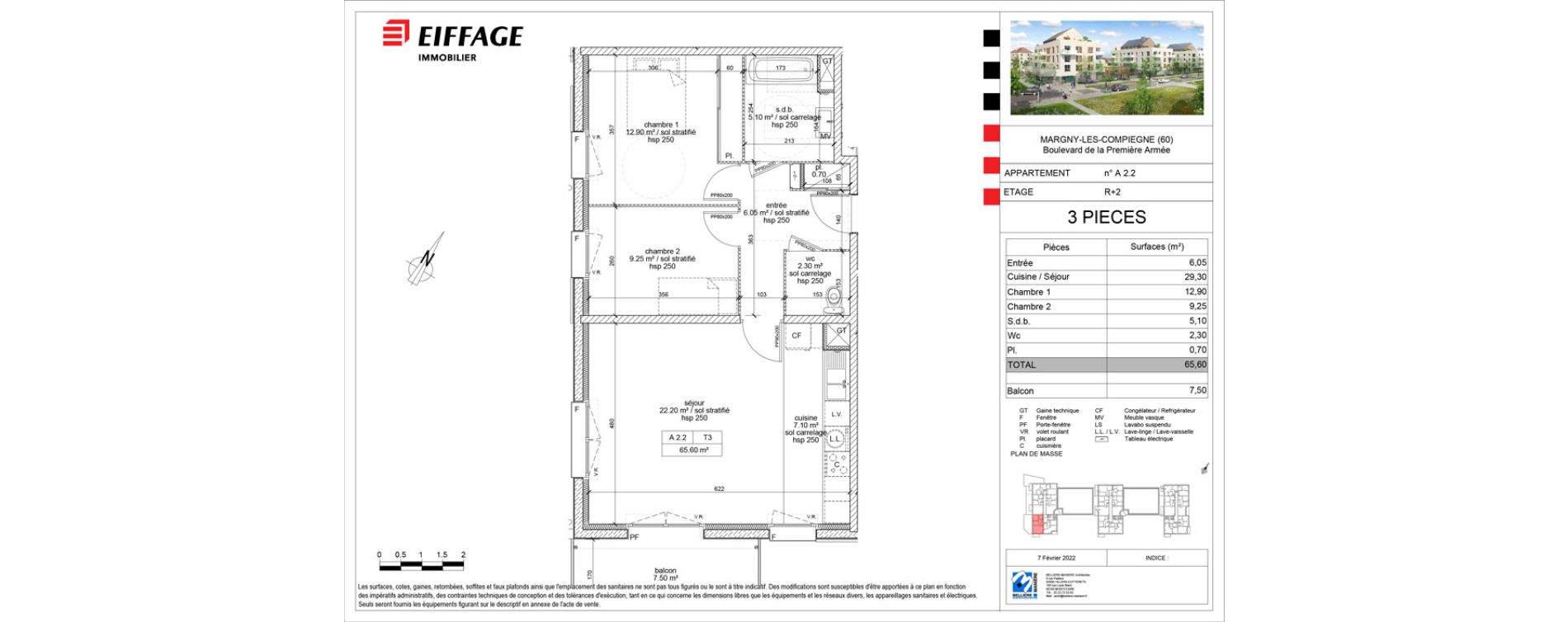 Appartement T3 de 65,60 m2 &agrave; Margny-L&egrave;s-Compi&egrave;gne Centre