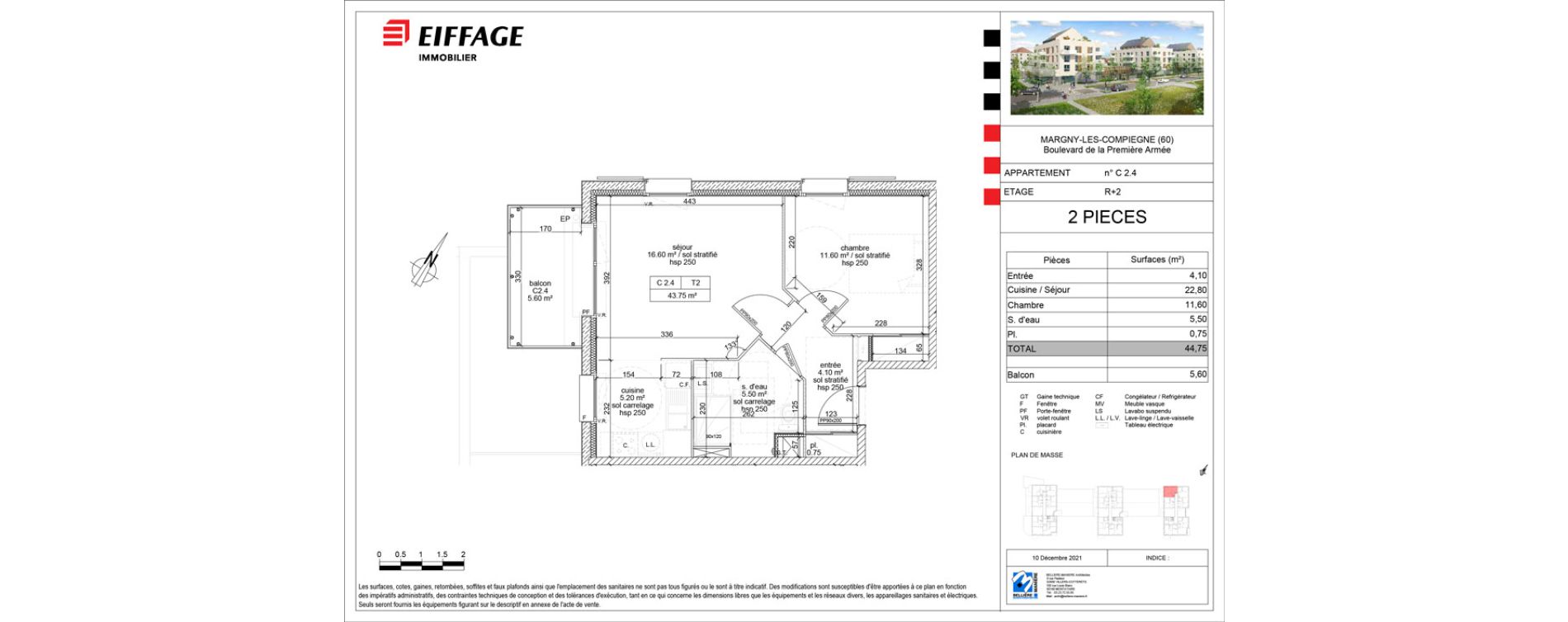 Appartement T2 de 44,75 m2 &agrave; Margny-L&egrave;s-Compi&egrave;gne Centre