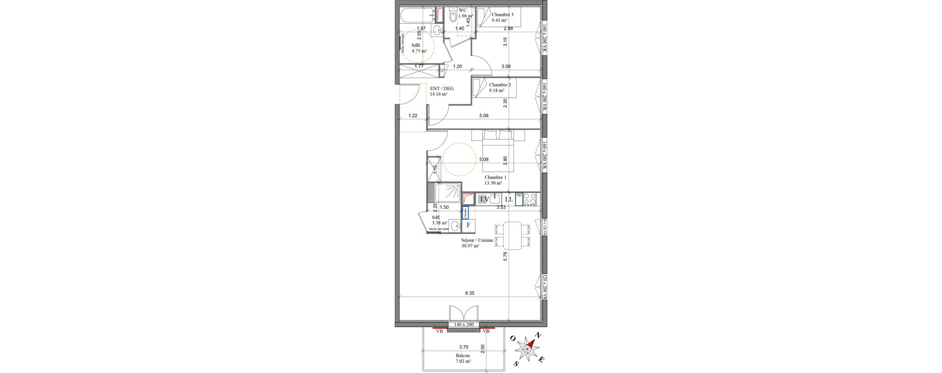 Appartement T4 de 87,31 m2 &agrave; Margny-L&egrave;s-Compi&egrave;gne Centre