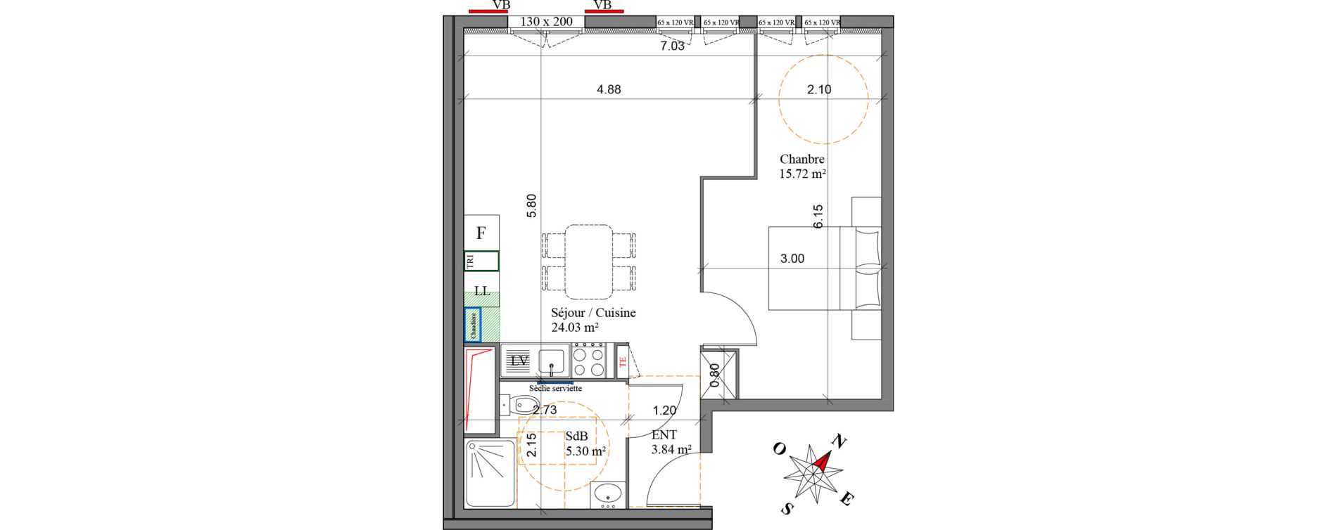 Appartement T2 de 48,89 m2 &agrave; Margny-L&egrave;s-Compi&egrave;gne Centre
