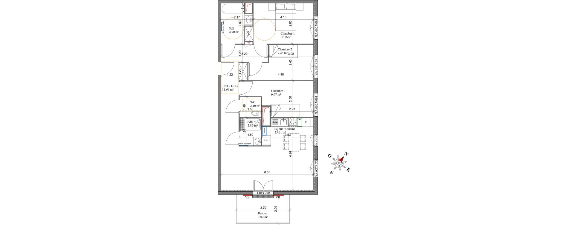 Appartement T4 de 78,48 m2 à Margny-Lès-Compiègne Centre