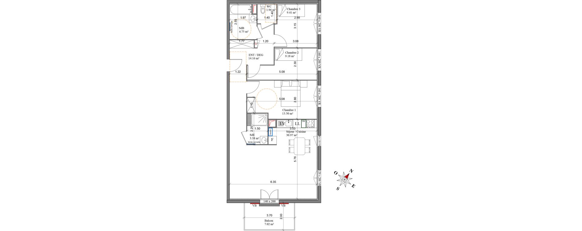 Appartement T4 de 87,31 m2 &agrave; Margny-L&egrave;s-Compi&egrave;gne Centre