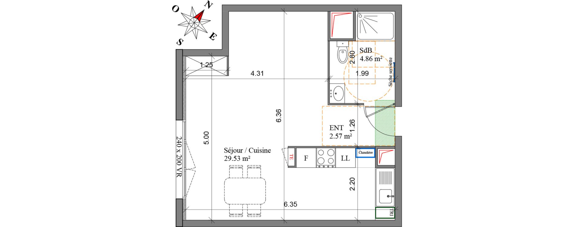 Appartement T1 de 36,96 m2 &agrave; Margny-L&egrave;s-Compi&egrave;gne Centre