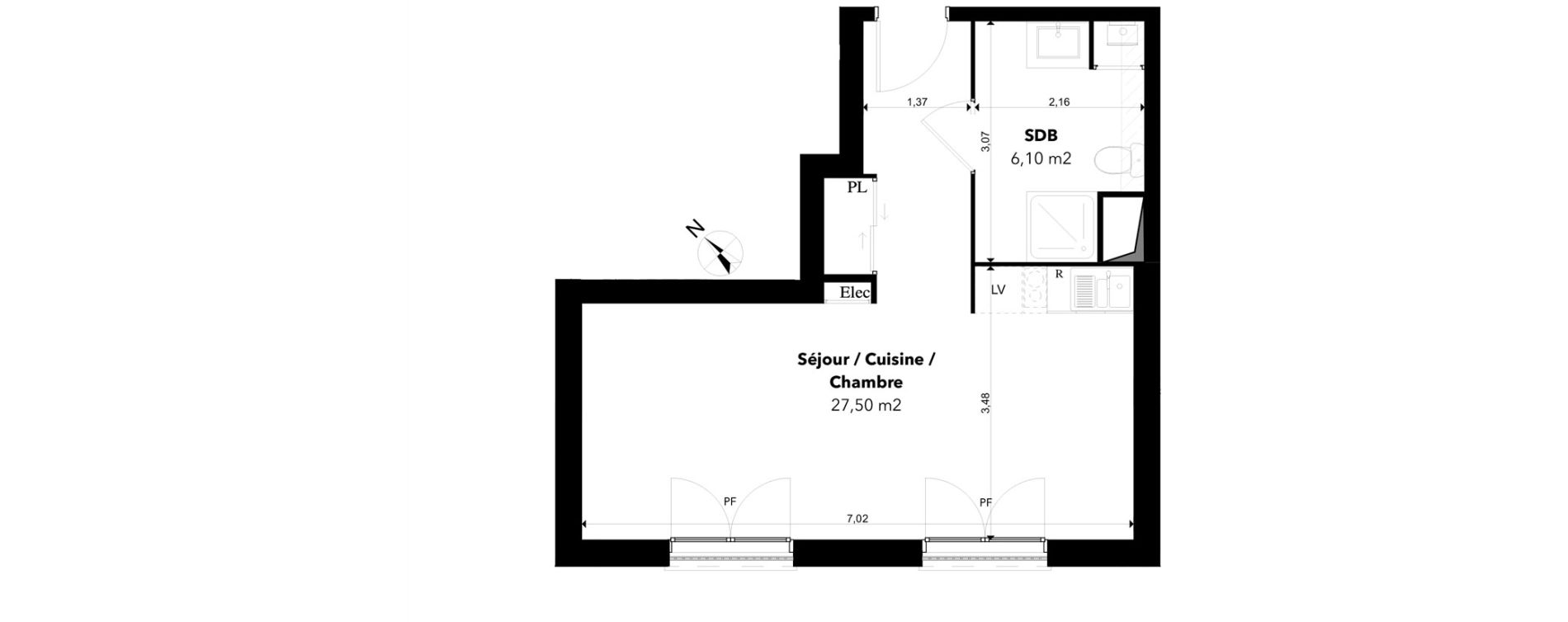 Appartement T1 de 33,60 m2 &agrave; Margny-L&egrave;s-Compi&egrave;gne Les deux rives