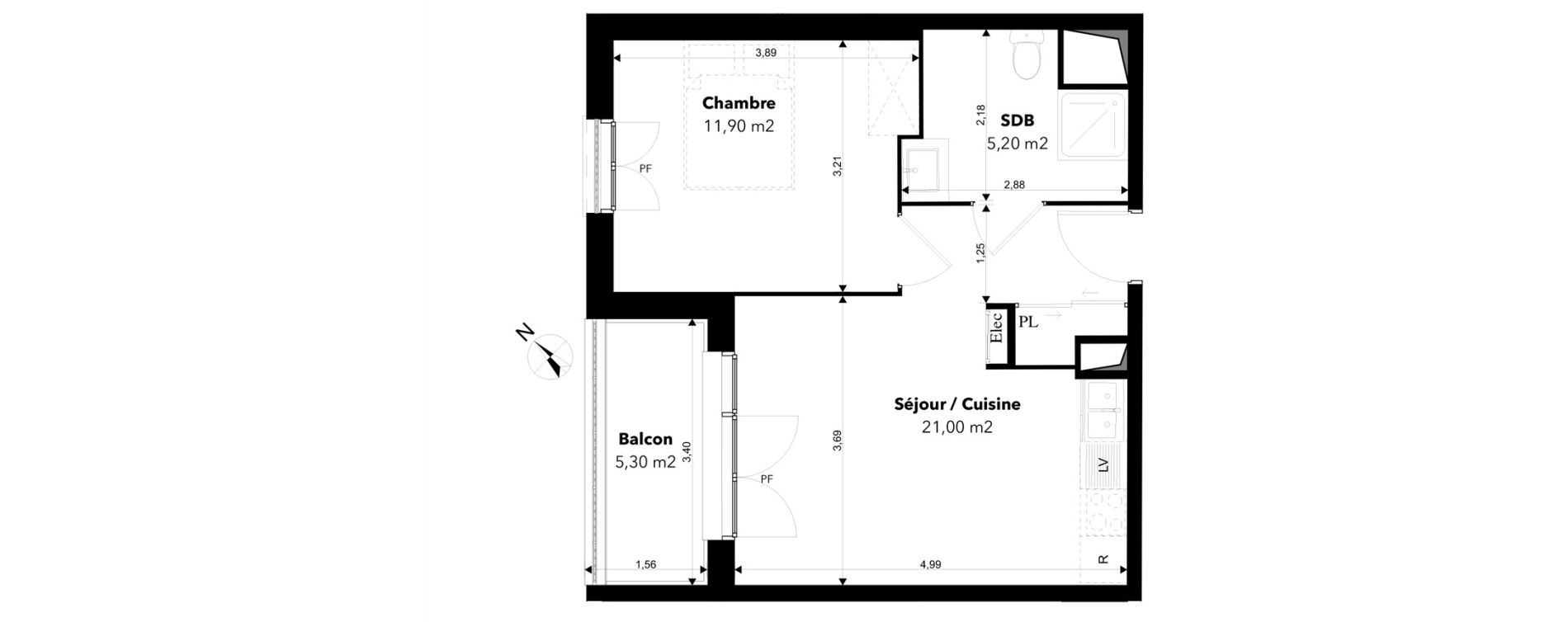 Appartement T2 de 38,10 m2 &agrave; Margny-L&egrave;s-Compi&egrave;gne Les deux rives