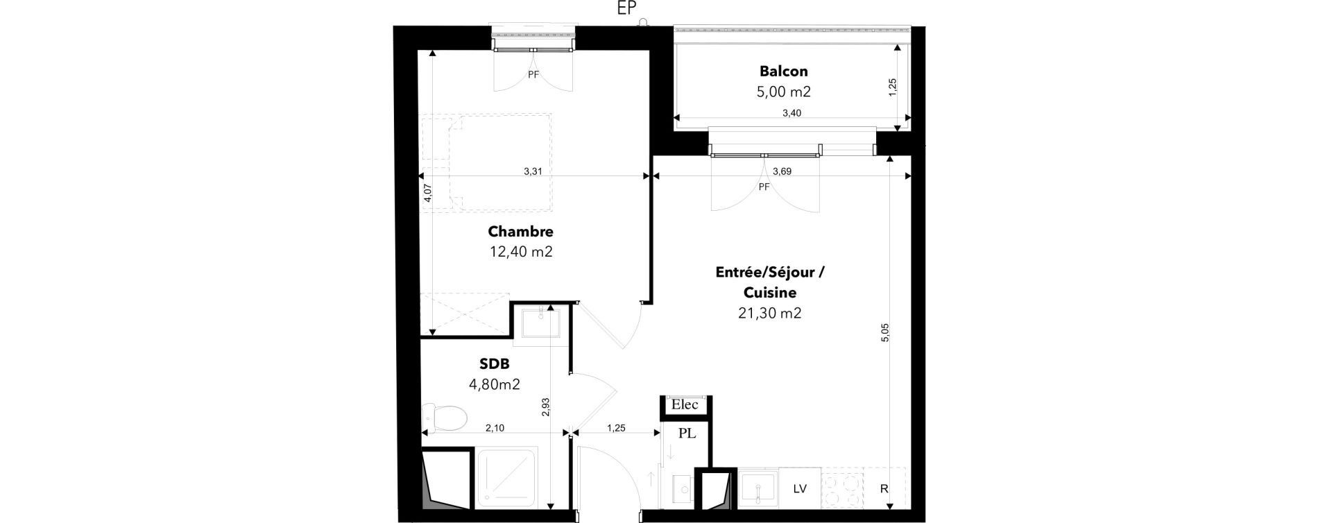 Appartement T2 de 38,50 m2 &agrave; Margny-L&egrave;s-Compi&egrave;gne Les deux rives