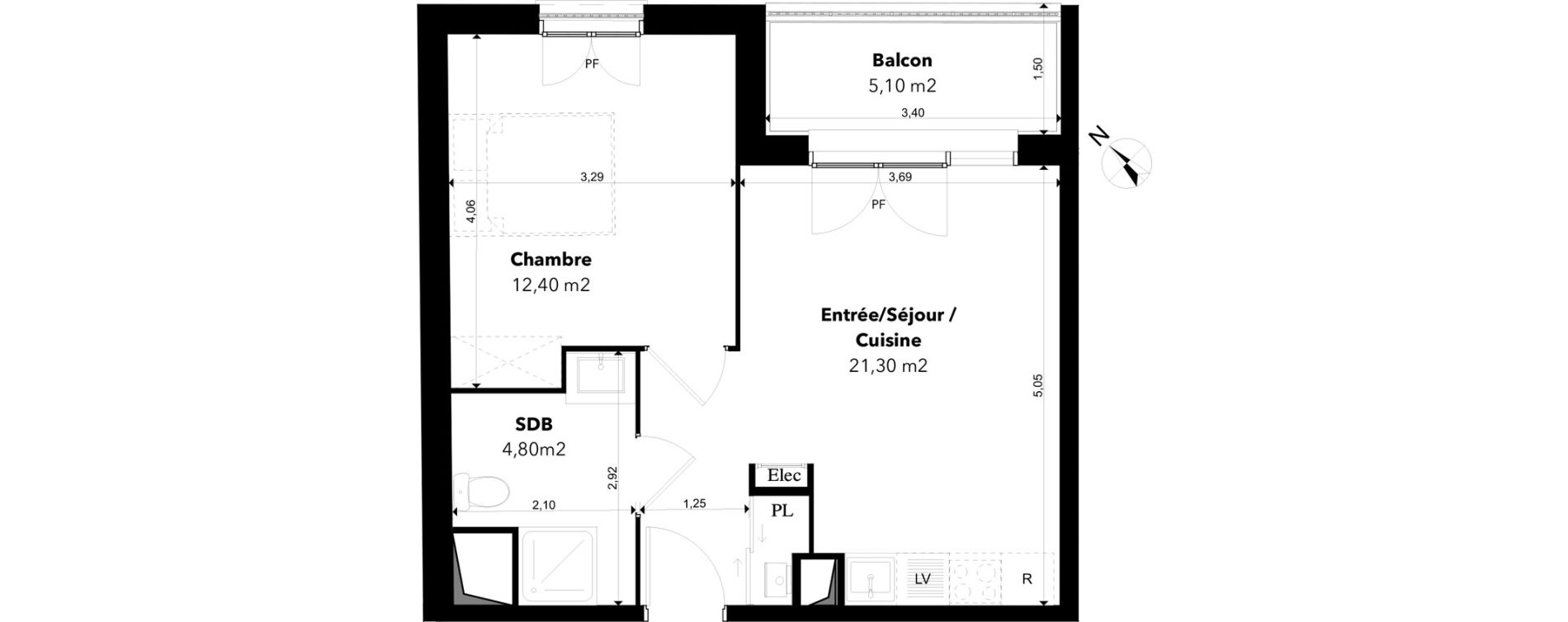Appartement T2 de 38,50 m2 &agrave; Margny-L&egrave;s-Compi&egrave;gne Les deux rives