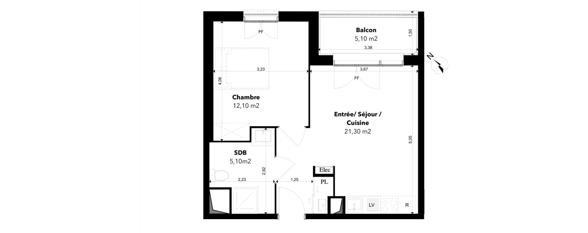 Appartement T2 de 38,50 m2 &agrave; Margny-L&egrave;s-Compi&egrave;gne Les deux rives