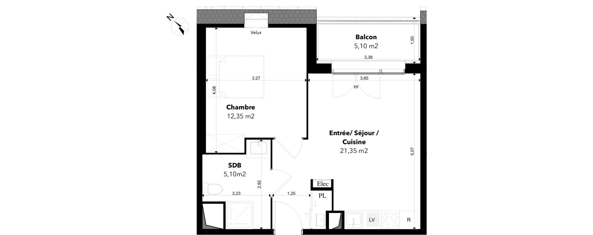 Appartement T2 de 38,80 m2 &agrave; Margny-L&egrave;s-Compi&egrave;gne Les deux rives