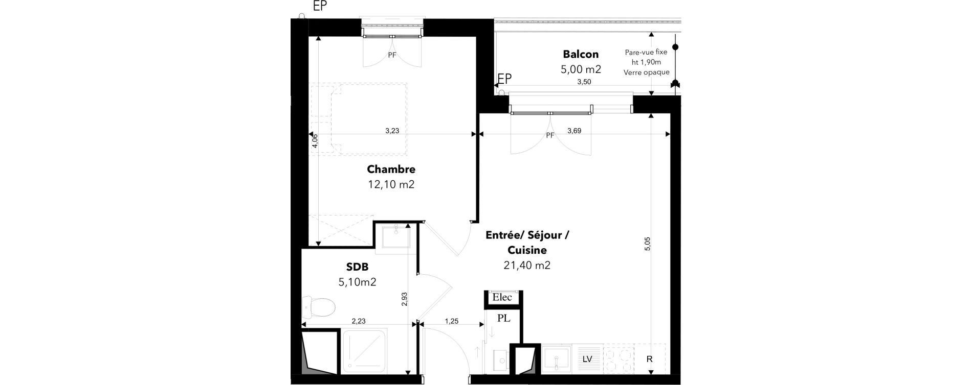 Appartement T2 de 38,60 m2 &agrave; Margny-L&egrave;s-Compi&egrave;gne Les deux rives