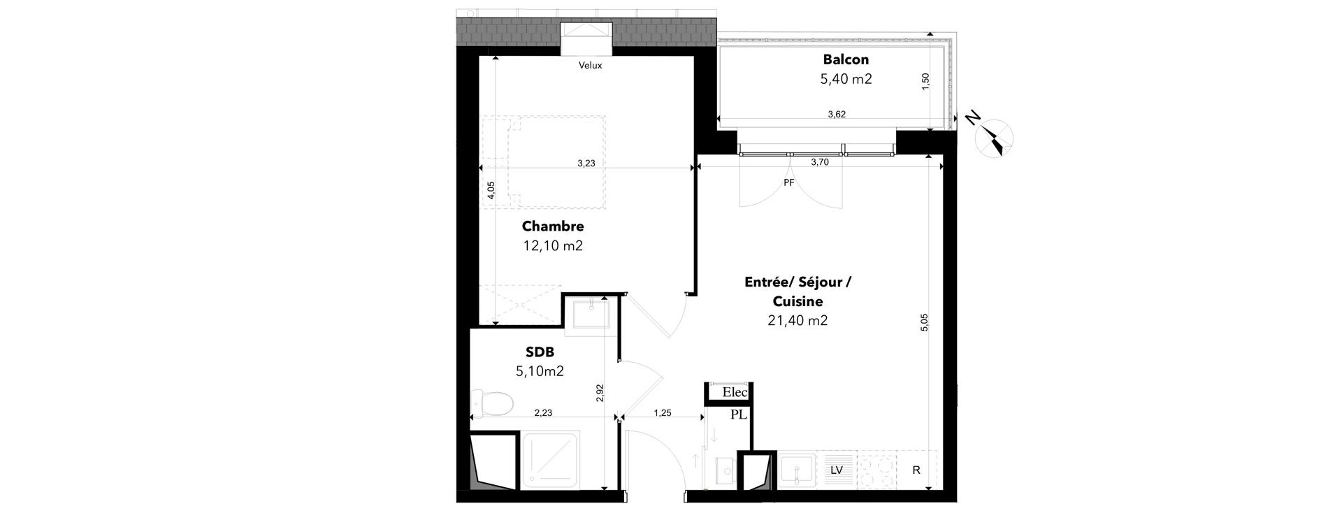 Appartement T2 de 38,60 m2 &agrave; Margny-L&egrave;s-Compi&egrave;gne Les deux rives