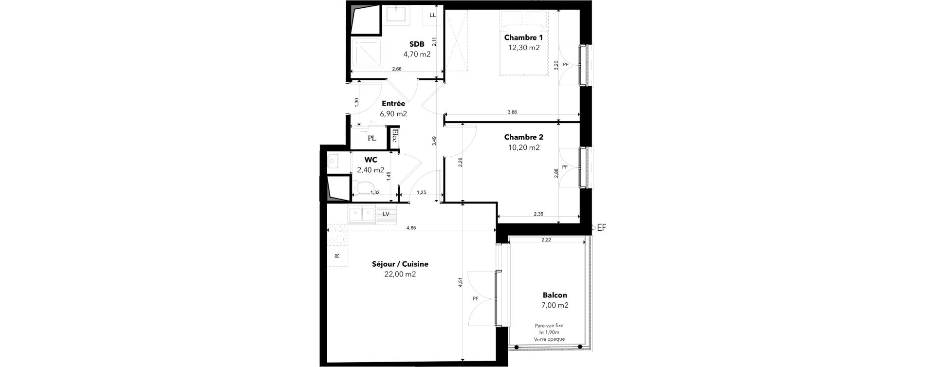 Appartement T3 de 58,50 m2 &agrave; Margny-L&egrave;s-Compi&egrave;gne Les deux rives