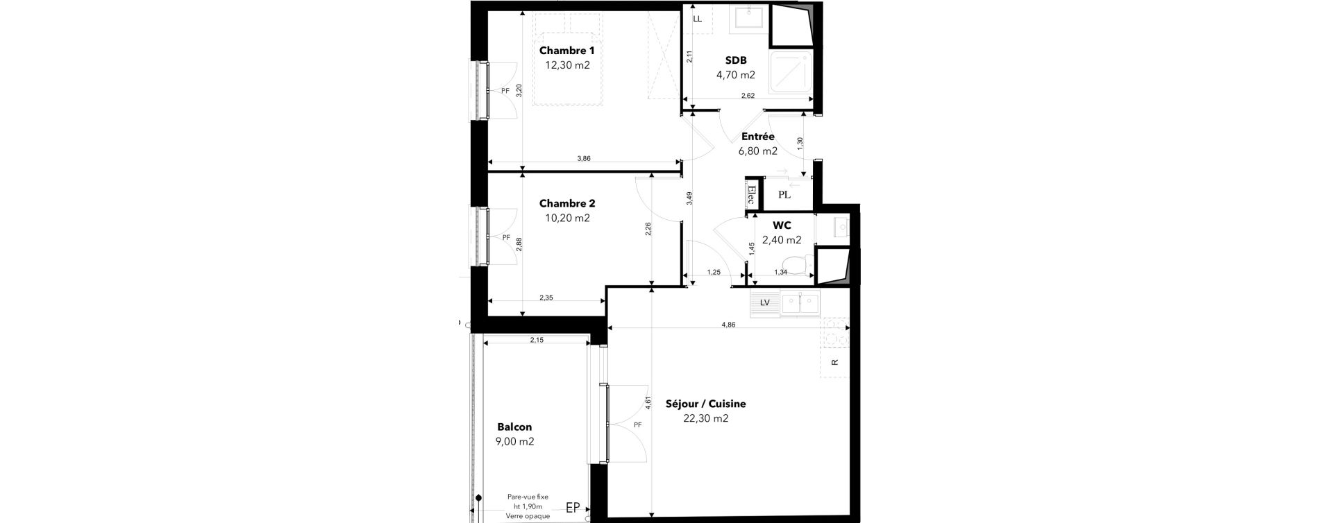 Appartement T3 de 58,70 m2 &agrave; Margny-L&egrave;s-Compi&egrave;gne Les deux rives