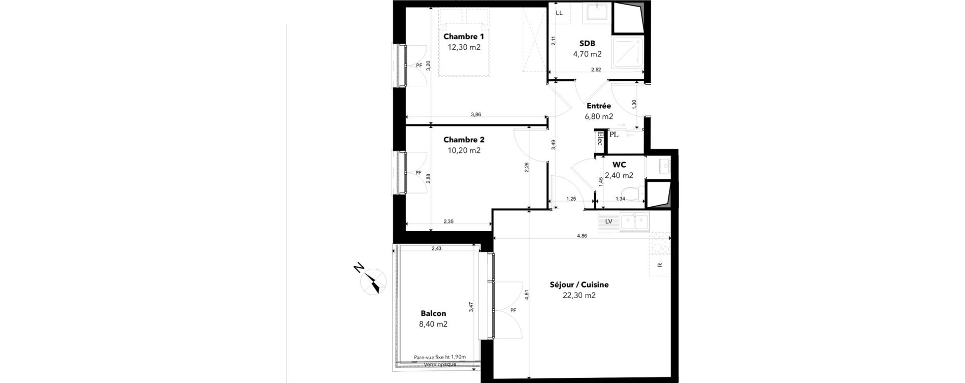 Appartement T3 de 58,70 m2 &agrave; Margny-L&egrave;s-Compi&egrave;gne Les deux rives