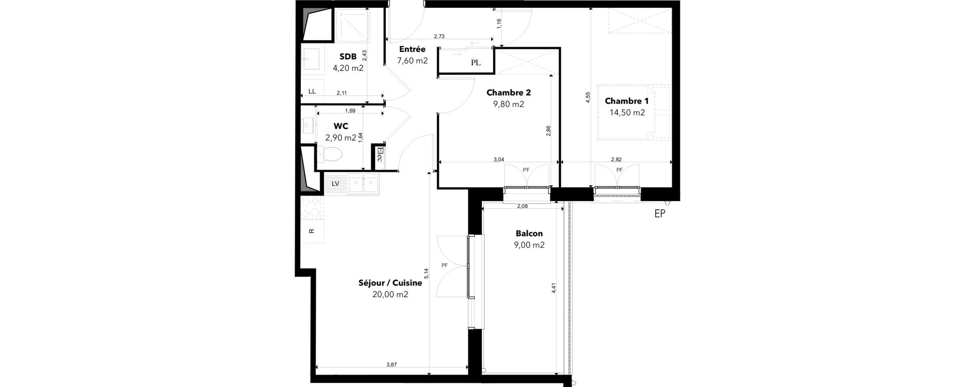 Appartement T3 de 59,00 m2 &agrave; Margny-L&egrave;s-Compi&egrave;gne Les deux rives