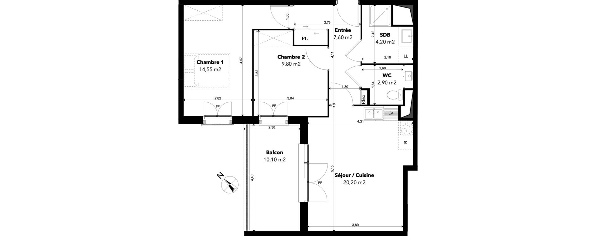 Appartement T3 de 59,25 m2 &agrave; Margny-L&egrave;s-Compi&egrave;gne Les deux rives
