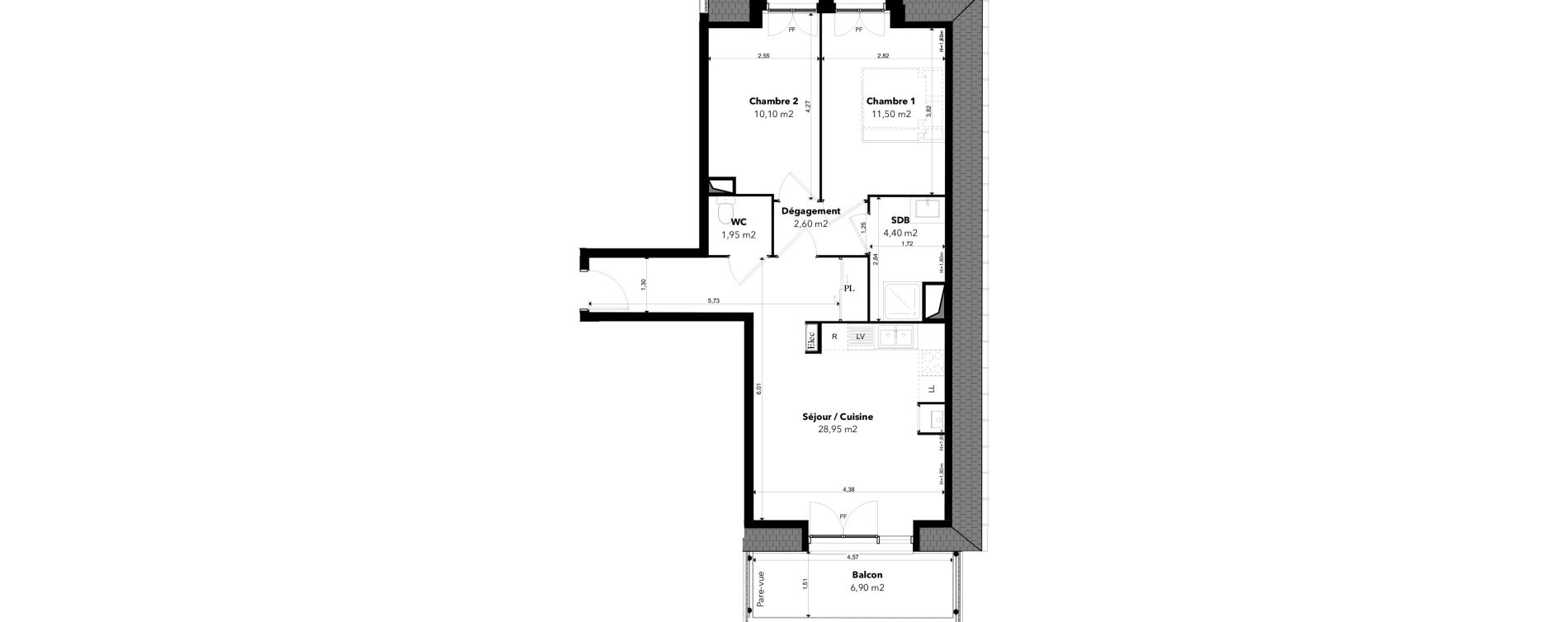 Appartement T3 de 59,55 m2 &agrave; Margny-L&egrave;s-Compi&egrave;gne Les deux rives