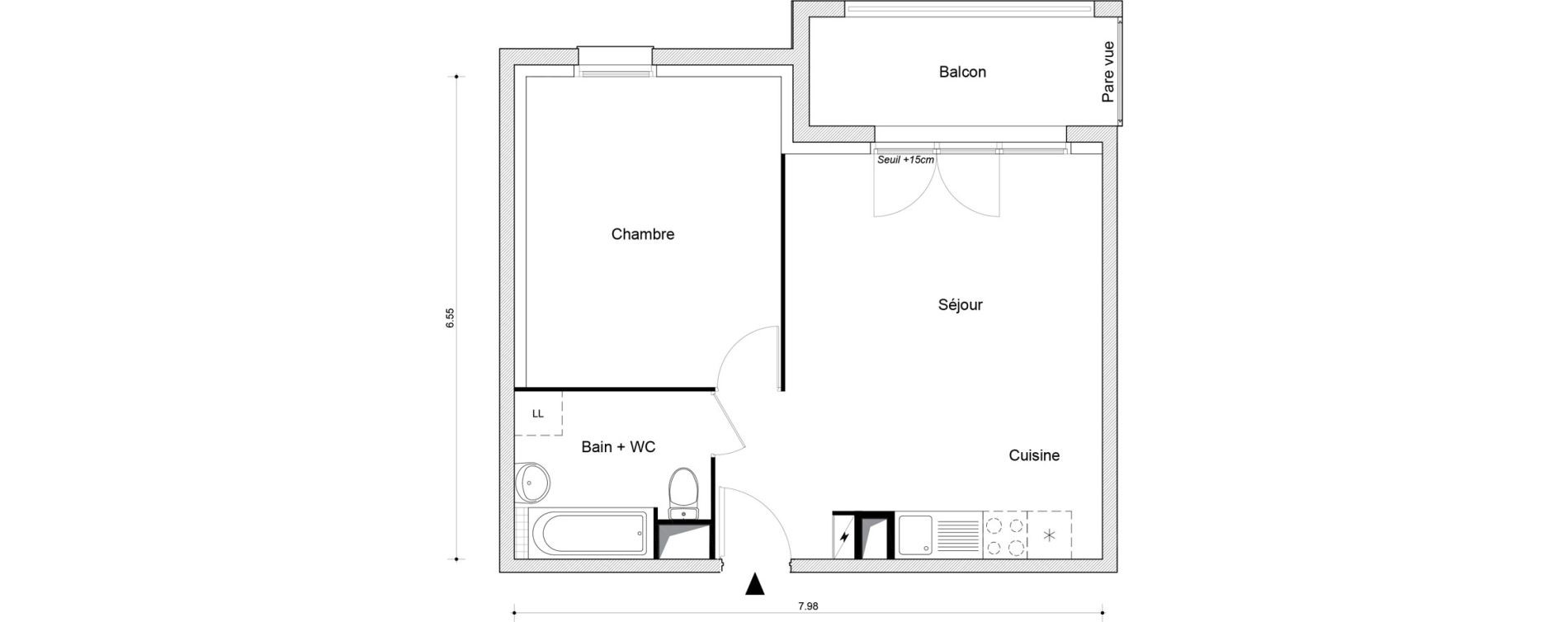 Appartement T2 de 45,56 m2 &agrave; Montataire Centre