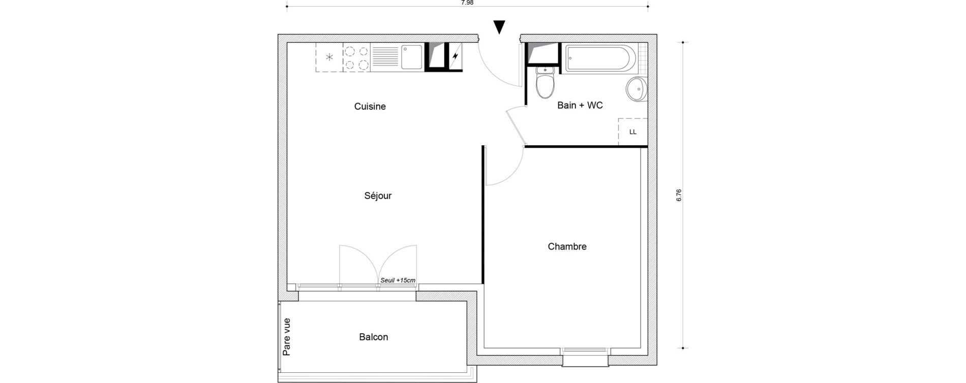 Appartement T2 de 45,62 m2 &agrave; Montataire Centre