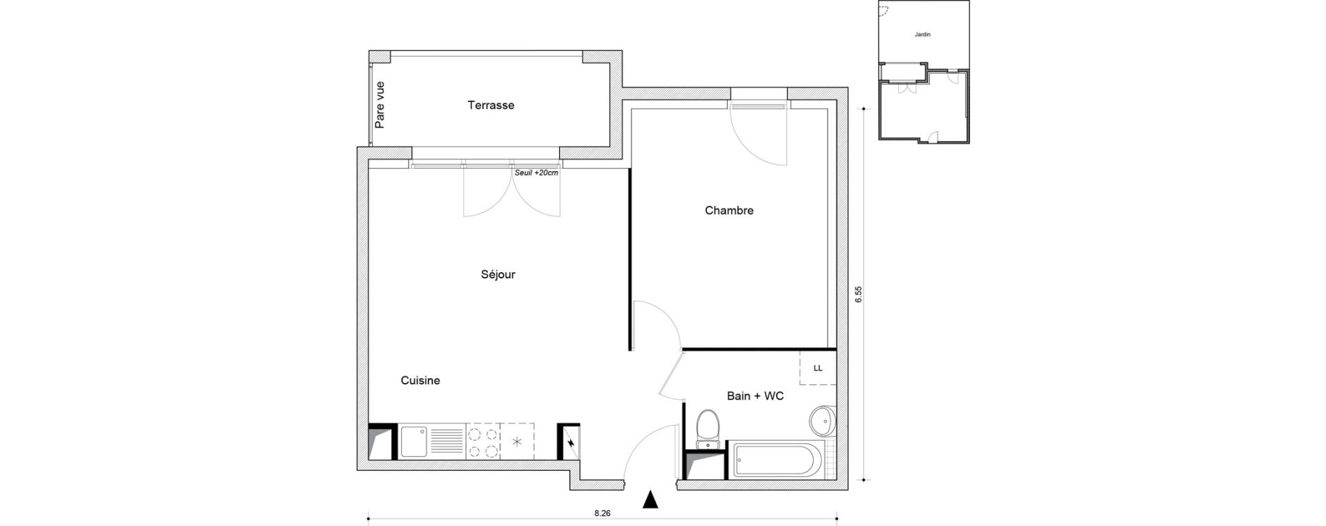 Appartement T2 de 45,76 m2 &agrave; Montataire Centre