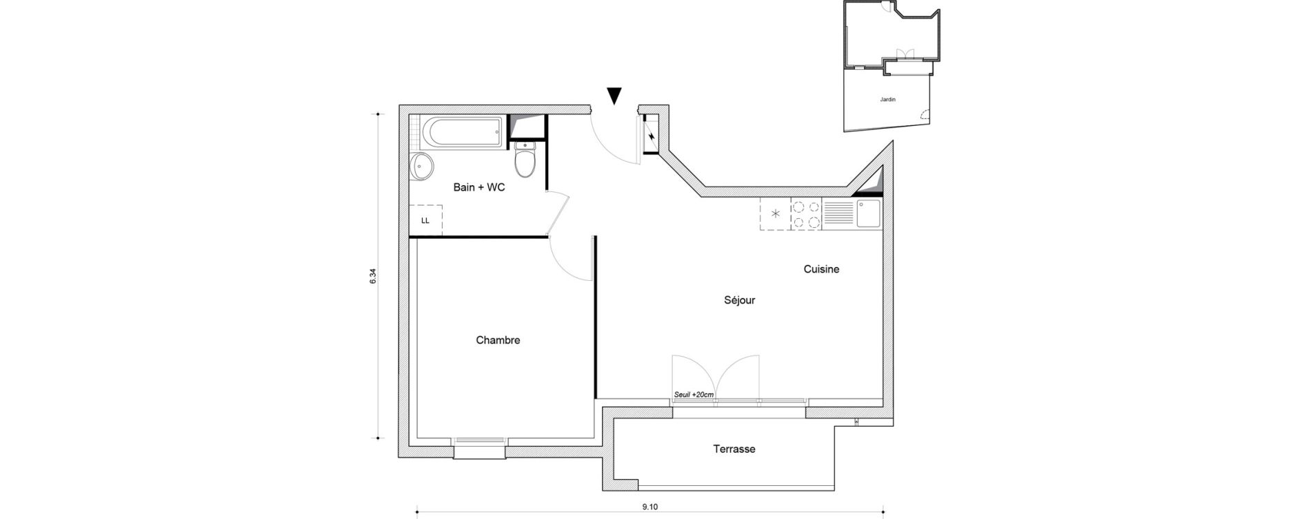 Appartement T2 de 45,89 m2 &agrave; Montataire Centre