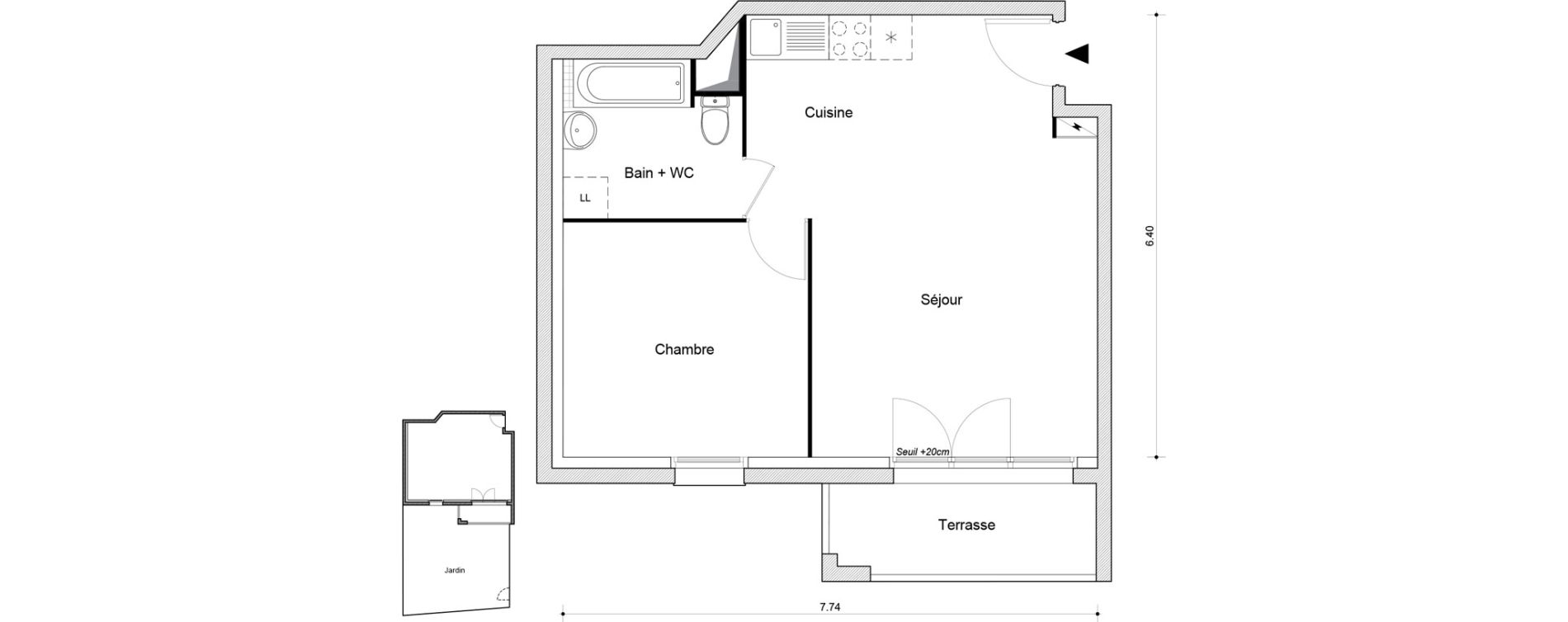 Appartement T2 de 45,82 m2 &agrave; Montataire Centre