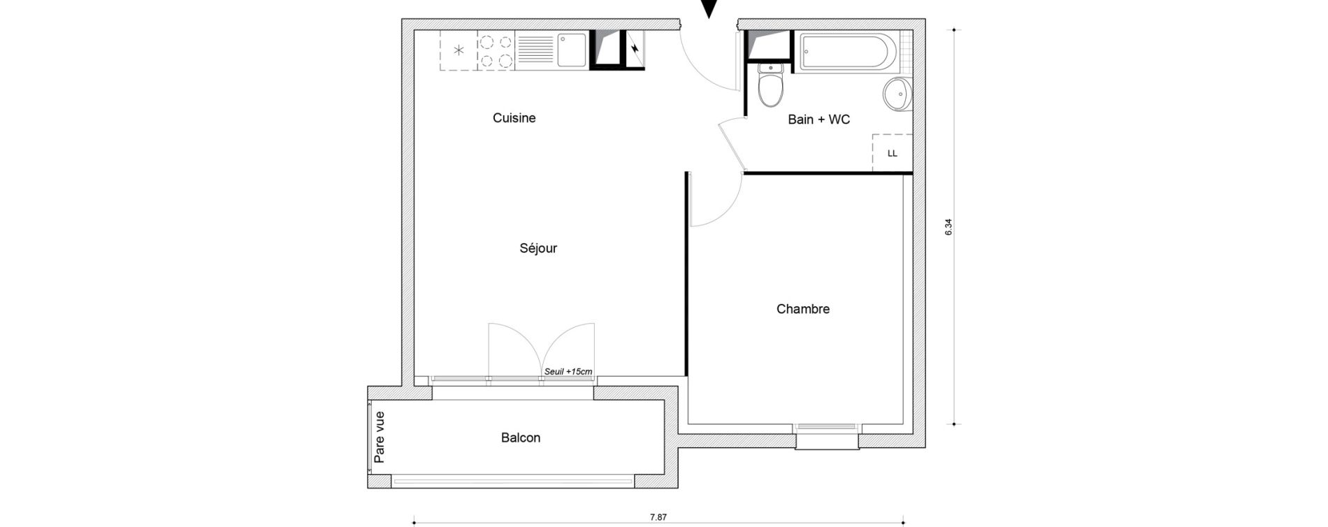 Appartement T2 de 45,39 m2 &agrave; Montataire Centre
