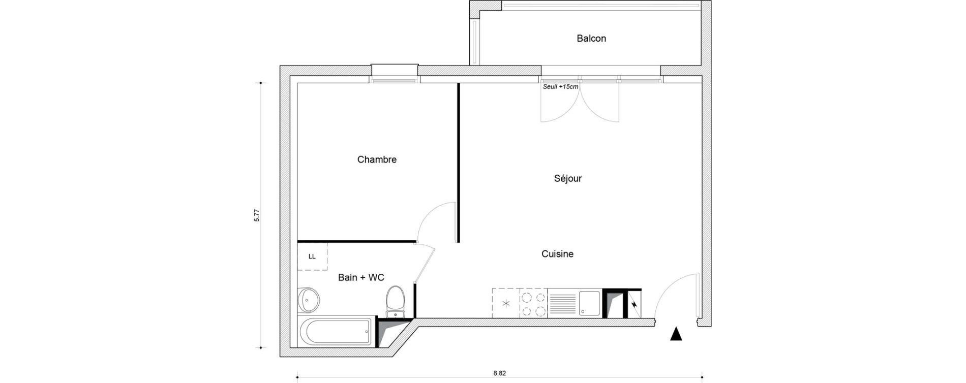 Appartement T2 de 45,32 m2 &agrave; Montataire Centre
