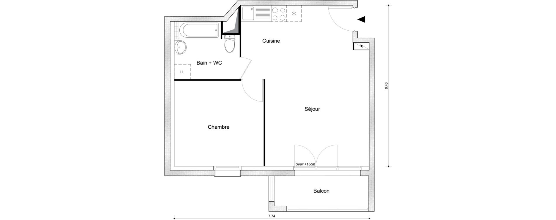Appartement T2 de 45,82 m2 &agrave; Montataire Centre