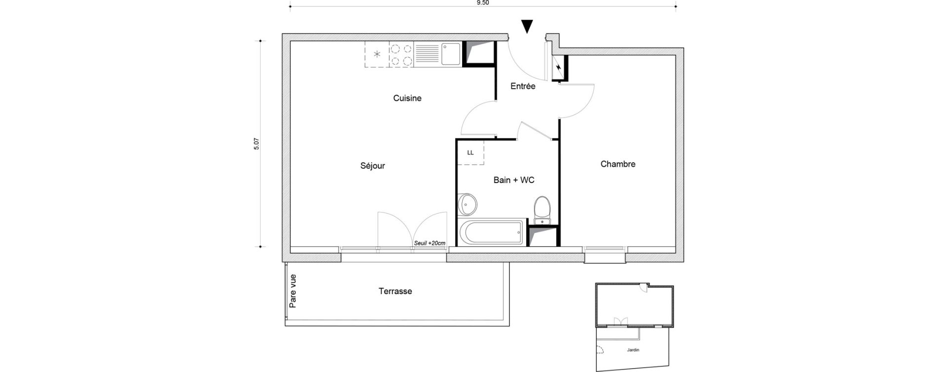 Appartement T2 de 45,29 m2 &agrave; Montataire Centre