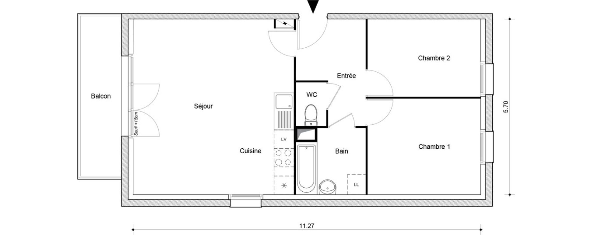 Appartement T3 de 62,71 m2 &agrave; Montataire Centre