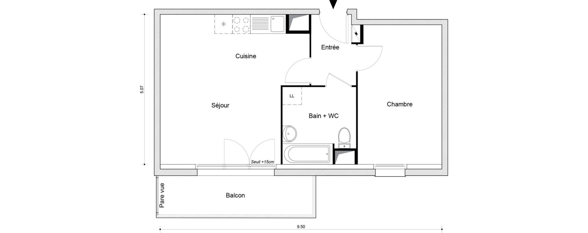 Appartement T2 de 45,29 m2 &agrave; Montataire Centre