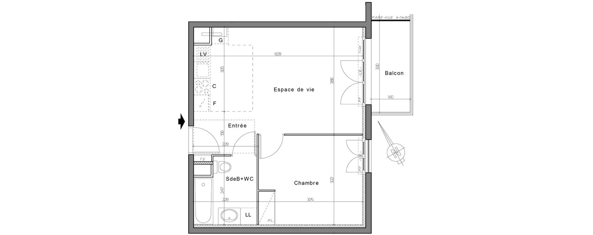 Appartement T2 de 42,00 m2 &agrave; Nogent-Sur-Oise Centre