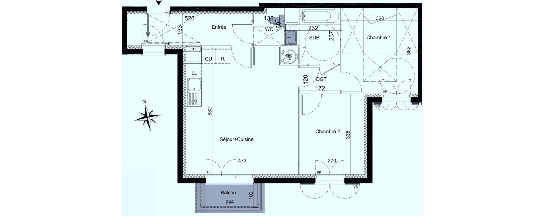Appartement T3 de 60,98 m2 à Orry-La-Ville Centre