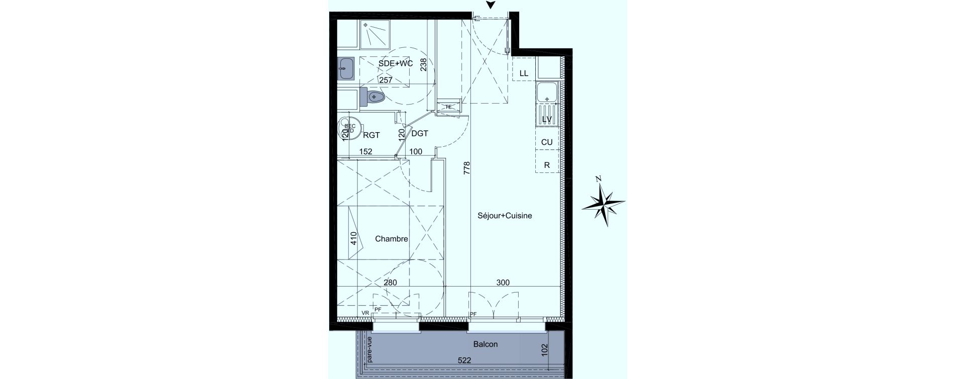 Appartement T2 de 42,05 m2 &agrave; Orry-La-Ville Centre