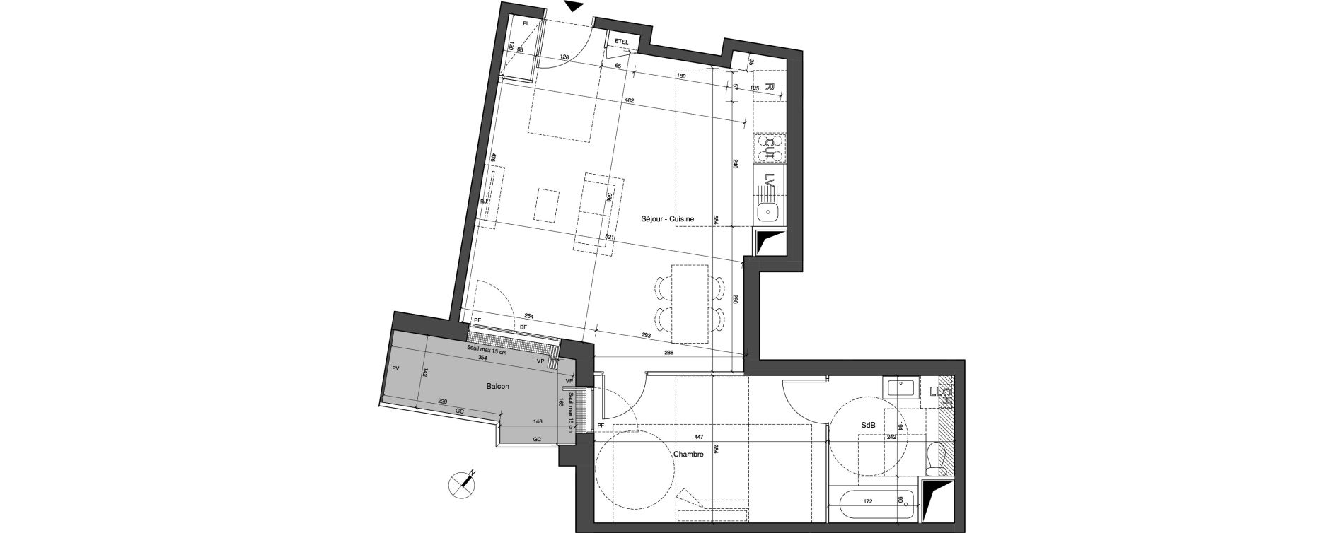 Appartement T2 de 52,21 m2 &agrave; Senlis Centre ville