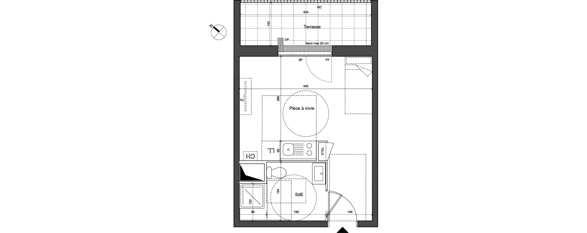 Appartement T1 de 22,78 m2 &agrave; Senlis Centre ville