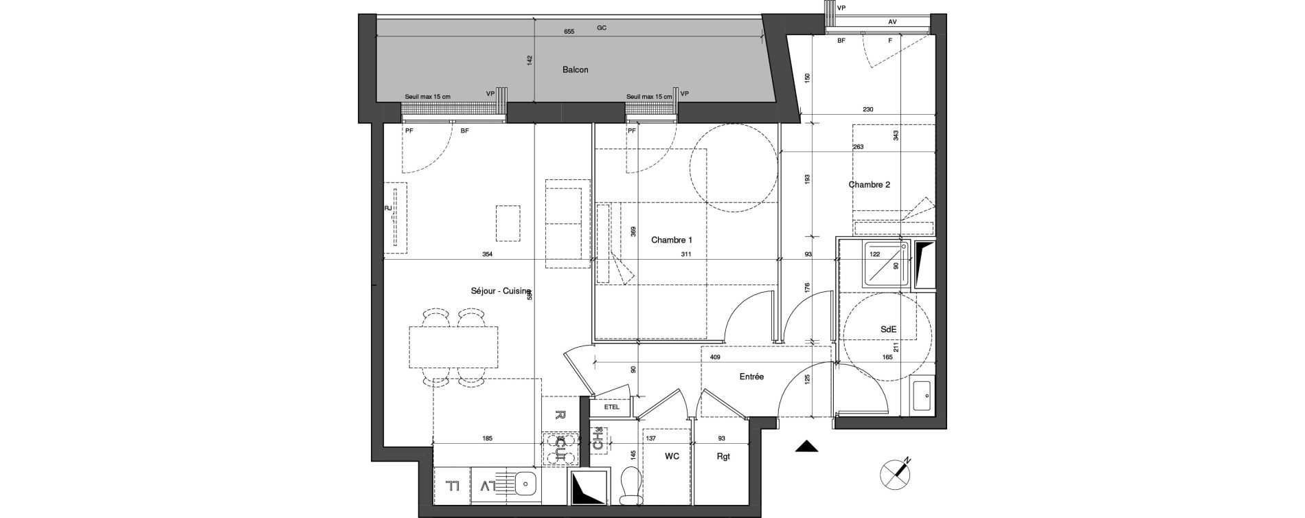 Appartement T3 de 56,59 m2 &agrave; Senlis Centre ville