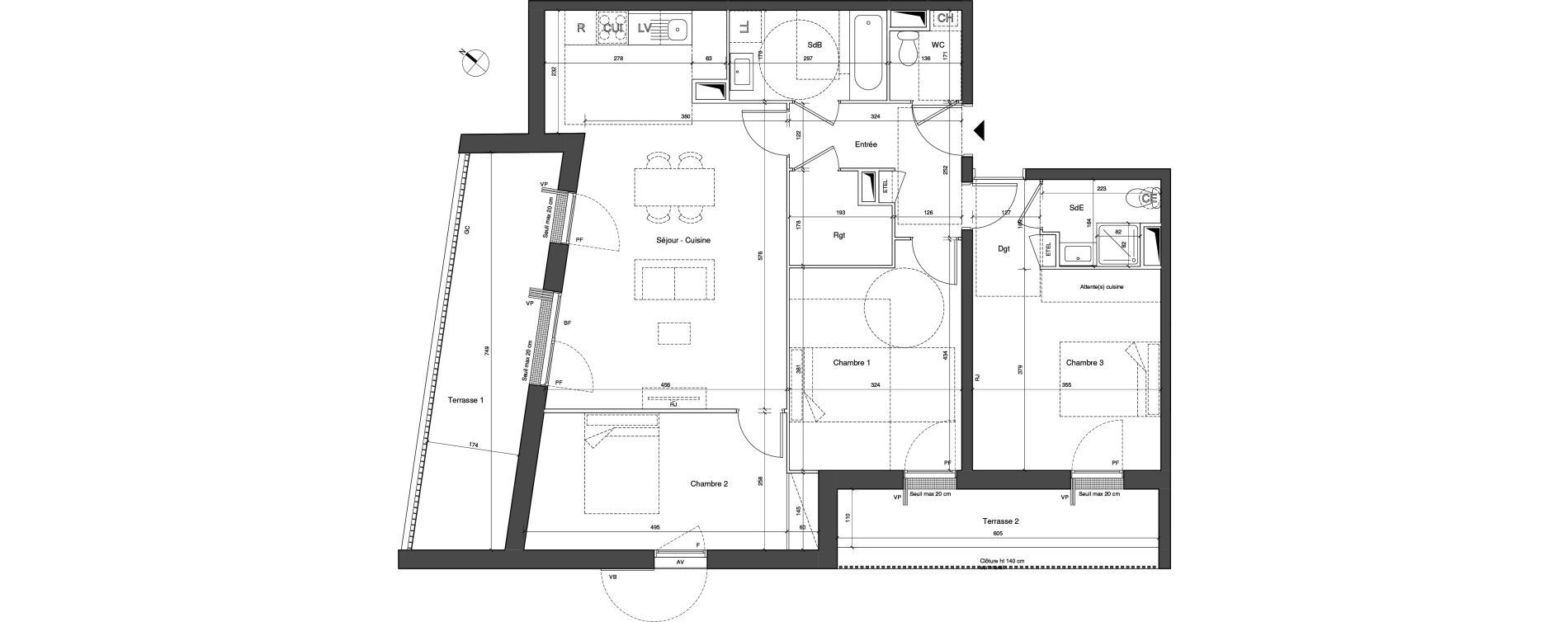 Appartement T4 de 90,54 m2 &agrave; Senlis Centre ville