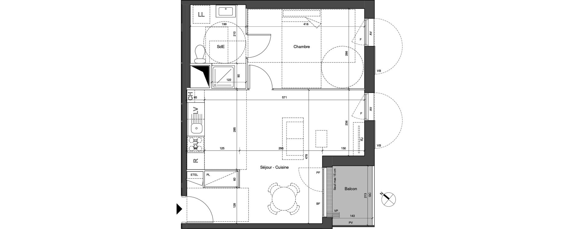 Appartement T2 de 43,58 m2 &agrave; Senlis Centre ville