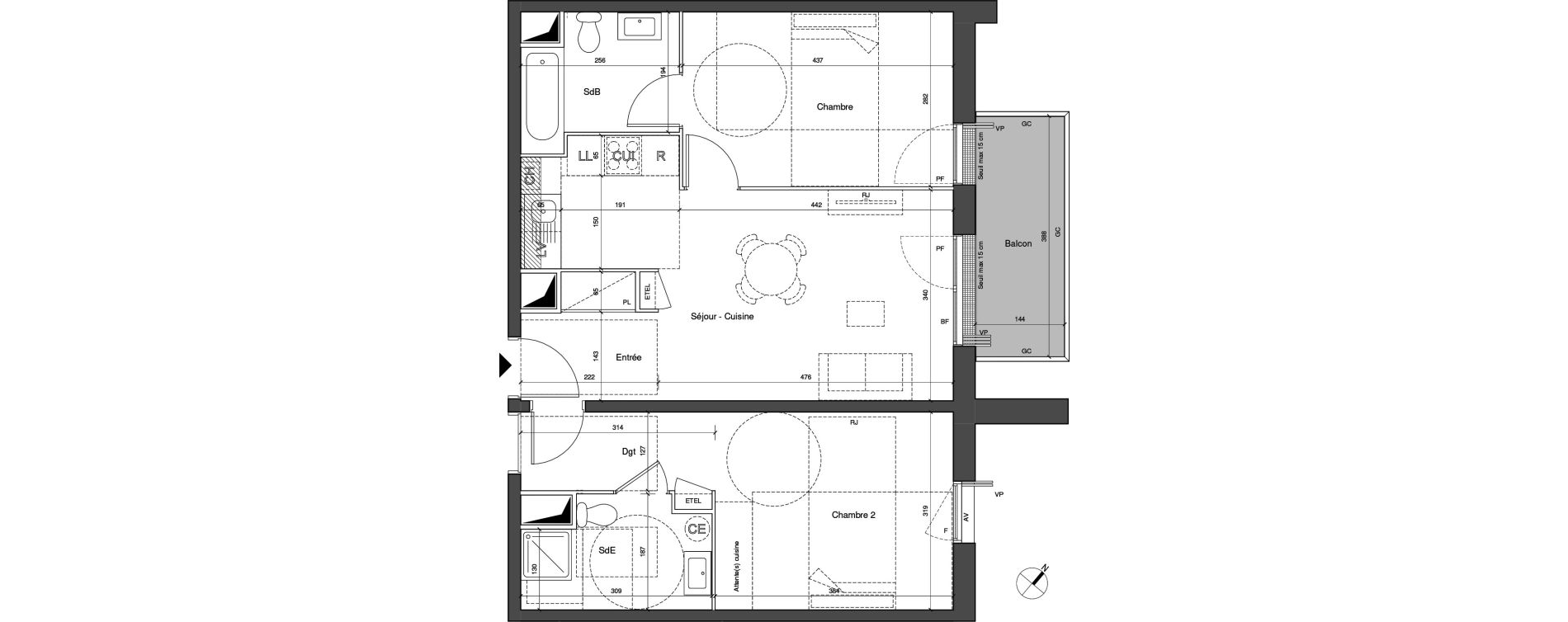 Appartement T3 de 63,33 m2 &agrave; Senlis Centre ville