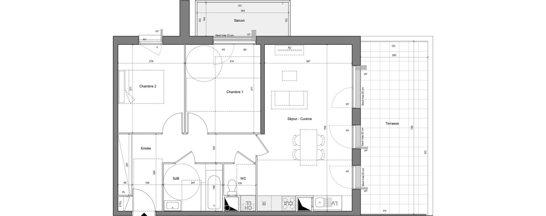 Appartement T3 de 65,80 m2 &agrave; Senlis Centre ville