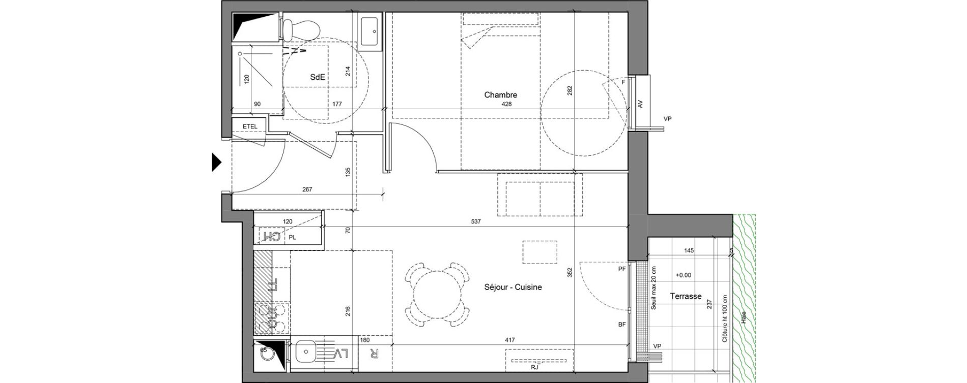Appartement T2 de 41,67 m2 &agrave; Senlis Centre ville