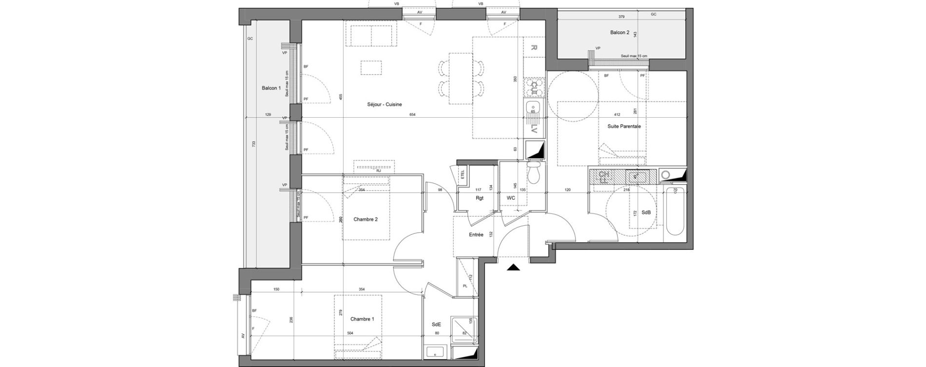 Appartement T4 de 87,46 m2 &agrave; Senlis Centre ville