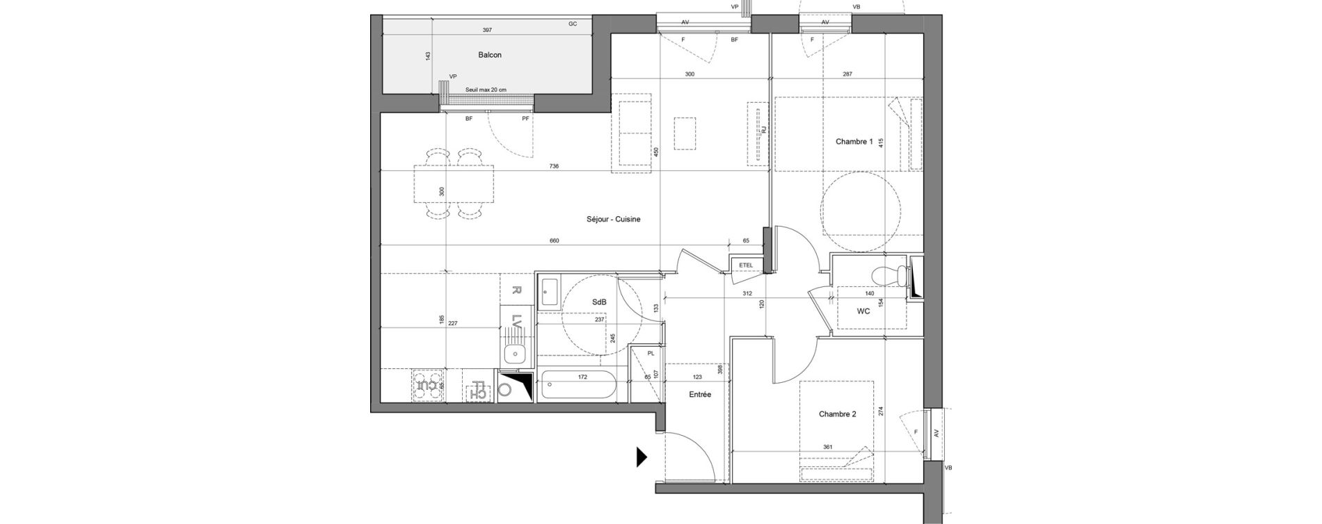Appartement T3 de 70,49 m2 &agrave; Senlis Centre ville