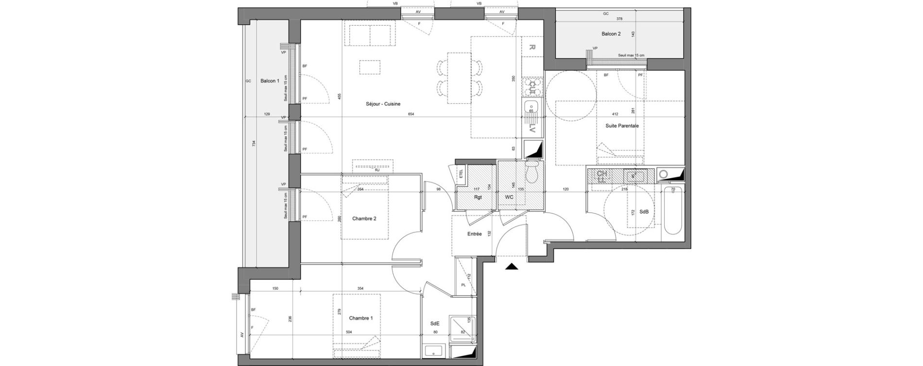 Appartement T4 de 87,49 m2 &agrave; Senlis Centre ville